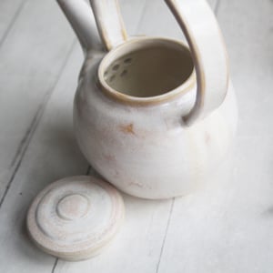 Image of Charming Rustic Creamy White Teapot, Handcrafted 20 Ounce "Discounted Second" Sale