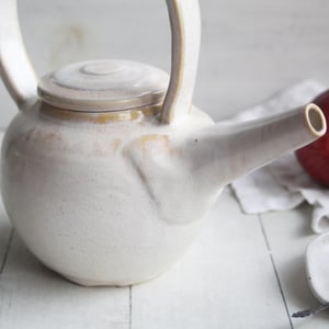 Image of Charming Rustic Creamy White Teapot, Handcrafted 20 Ounce "Discounted Second" Sale