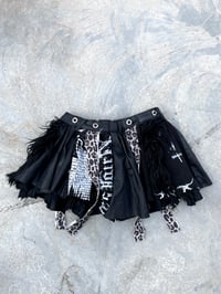 Image 2 of Waxed denim fur skirt