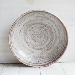 Image of Handcrafted Rustic Shallow Bowl in Toasted Marshmallow Glaze, "My Favorite Plate", Made in USA