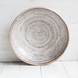 Image of Handcrafted Rustic Shallow Bowl in Toasted Marshmallow Glaze, "My Favorite Plate", Made in USA