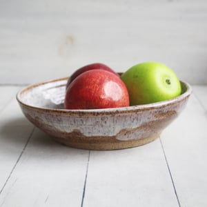 Image of Handcrafted Rustic Shallow Bowl in Toasted Marshmallow Glaze, "My Favorite Plate", Made in USA