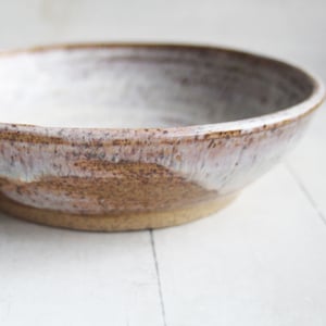 Image of Handcrafted Rustic Shallow Bowl in Toasted Marshmallow Glaze, "My Favorite Plate", Made in USA