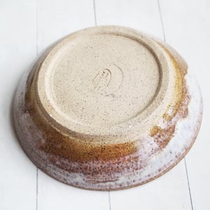 Image of Handcrafted Rustic Shallow Bowl in Toasted Marshmallow Glaze, "My Favorite Plate", Made in USA