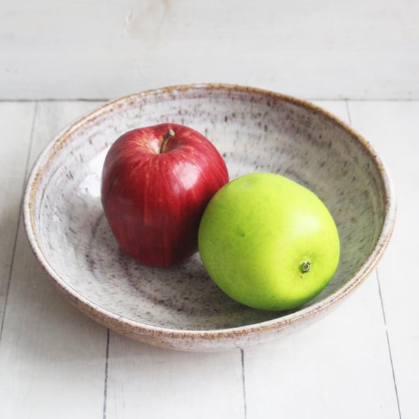 Image of Handcrafted Rustic Shallow Bowl in Toasted Marshmallow Glaze, "My Favorite Plate", Made in USA