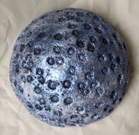 Image 3 of Exquisite paper mache bowl with navy blue flowers.