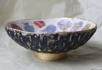Image 8 of Aged paper mache bowl with shells. Antique style recycled paper plate.