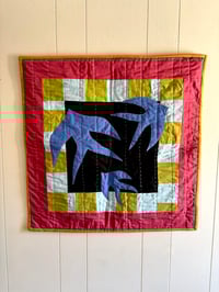 Image 1 of Swallows Wallhanging- Raspberry and Olive