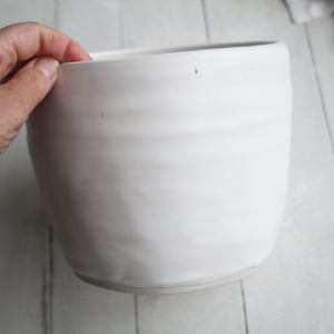 Image of Large Utensil Holder in Rustic Modern Matte White Glaze, Ceramic Kitchen Crock, Made in USA