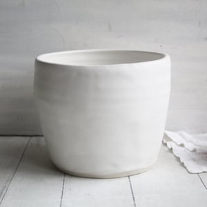 Image of Large Utensil Holder in Rustic Modern Matte White Glaze, Ceramic Kitchen Crock, Made in USA