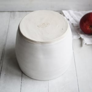 Image of Large Utensil Holder in Rustic Modern Matte White Glaze, Ceramic Kitchen Crock, Made in USA