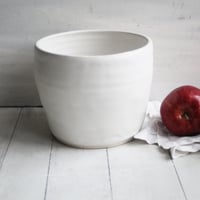 Image 10 of Large Utensil Holder in Rustic Modern Matte White Glaze, Ceramic Kitchen Crock, Made in USA