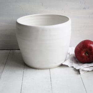 Image of Large Utensil Holder in Rustic Modern Matte White Glaze, Ceramic Kitchen Crock, Made in USA