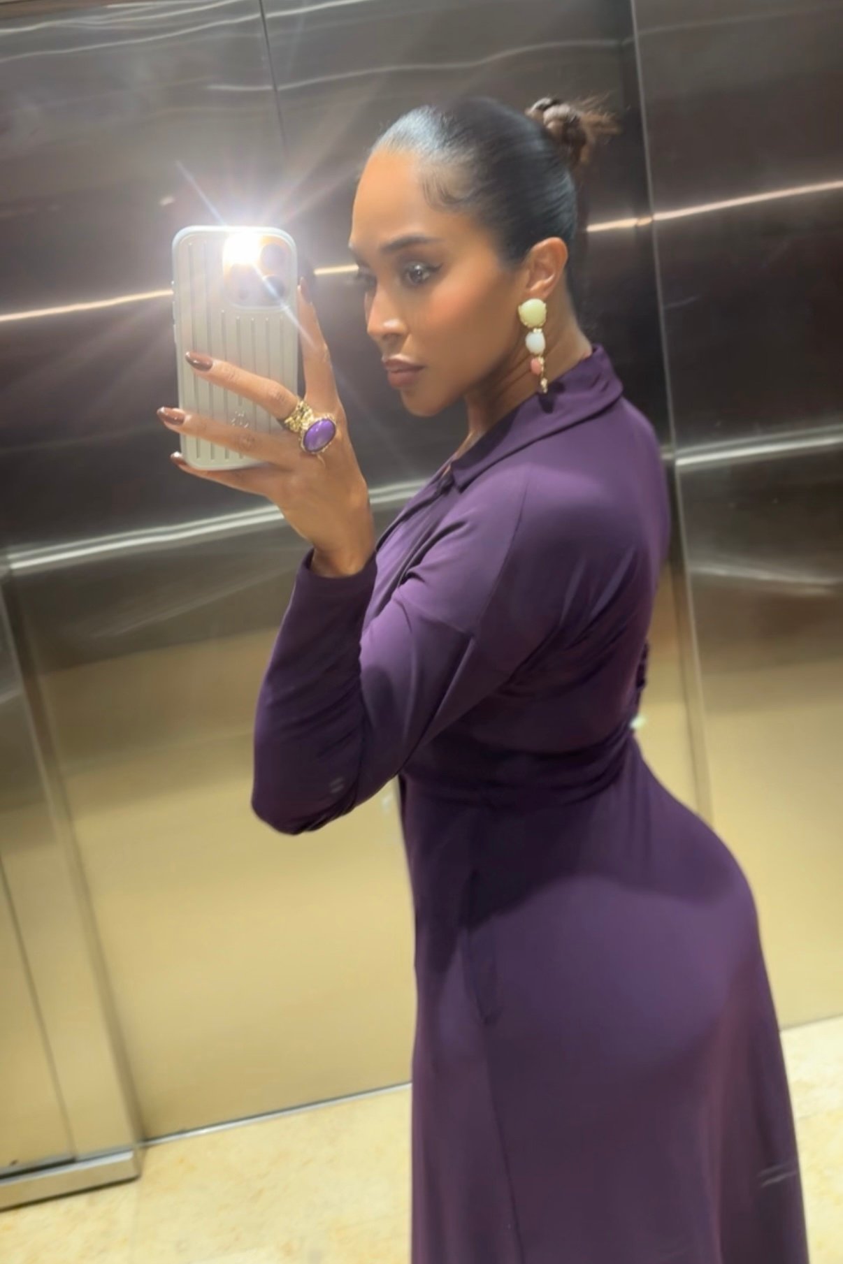 Image of PURPLE BUTTON-UP BELTED MAXI DRESS (XS)