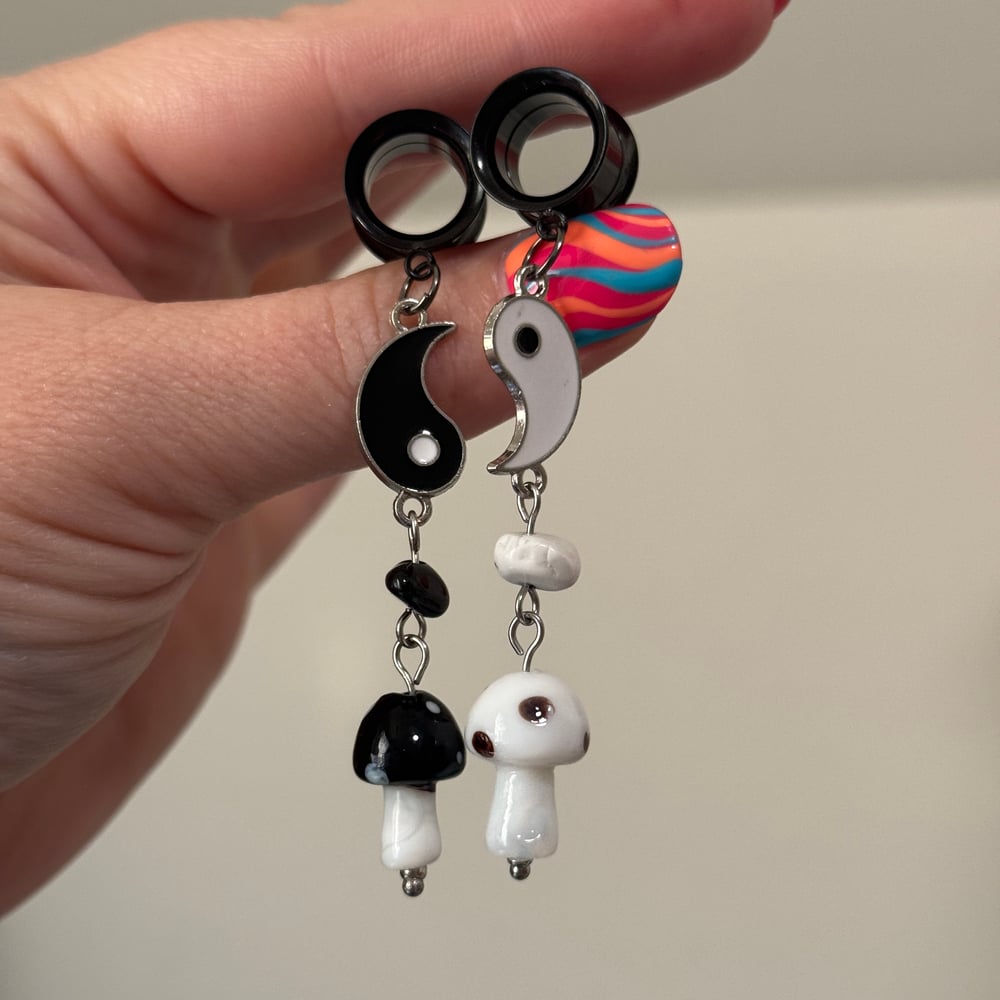 Image of Yin Yang Mushroom Dangles (sizes 4g-2")