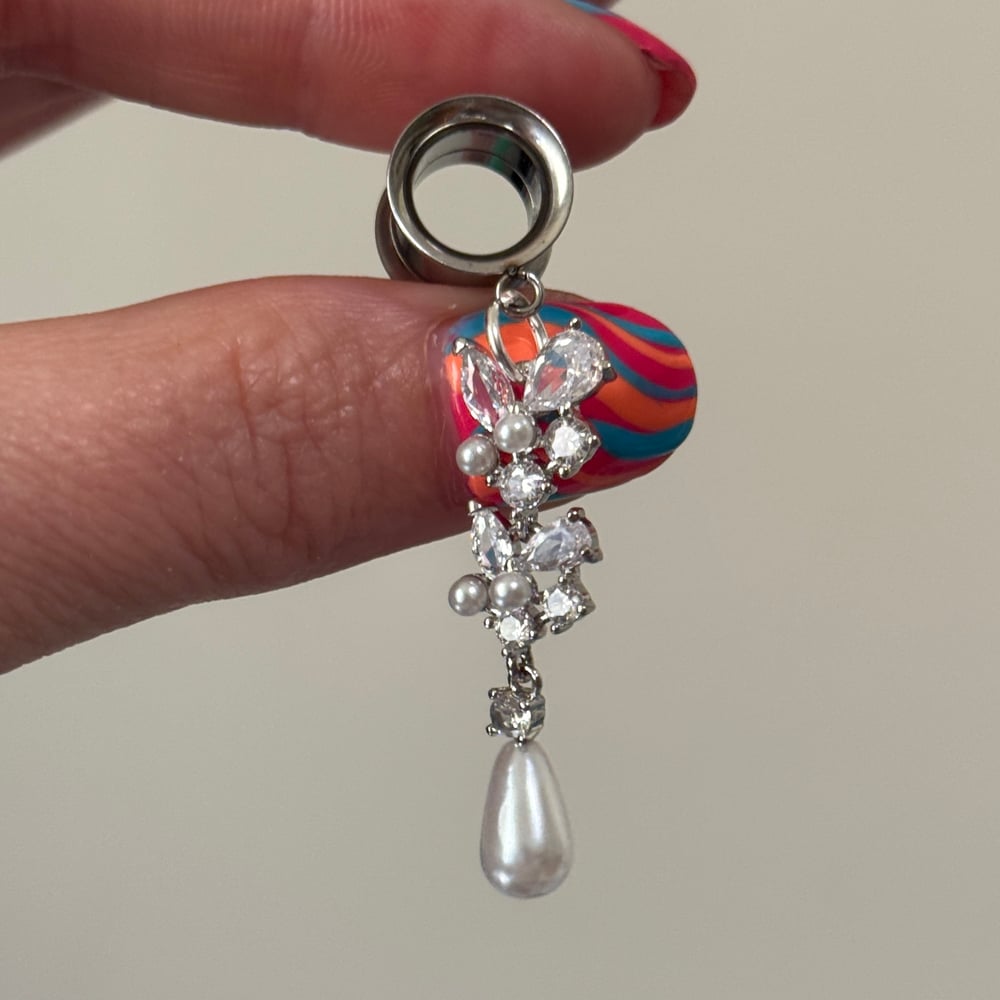 Image of Pearl Diamond Dangles (sizes 4g-2")