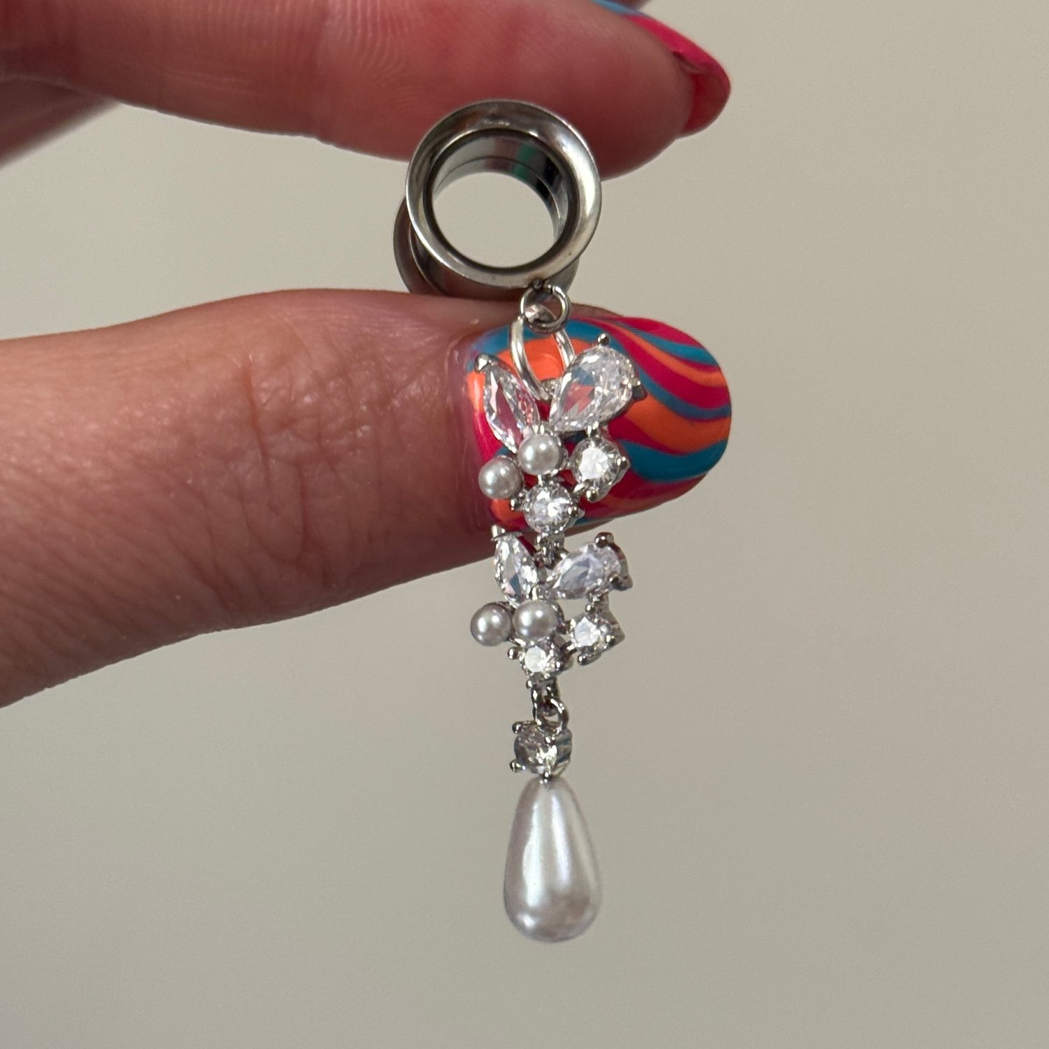 Image of Pearl Diamond Dangles (sizes 4g-2")