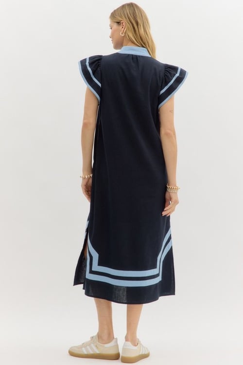 Image of FLUTTER SLEEVE PULLOVER DRESS