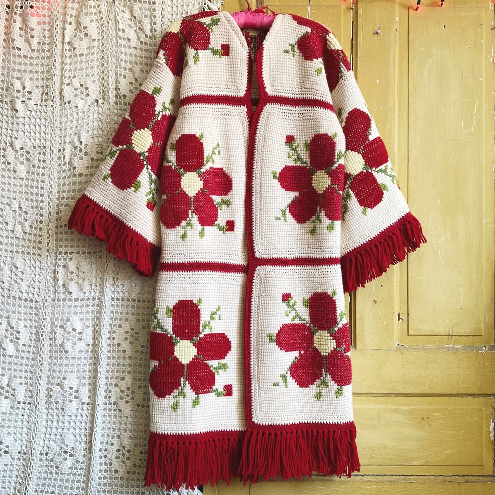 Image of Red Petals Granny Sweater