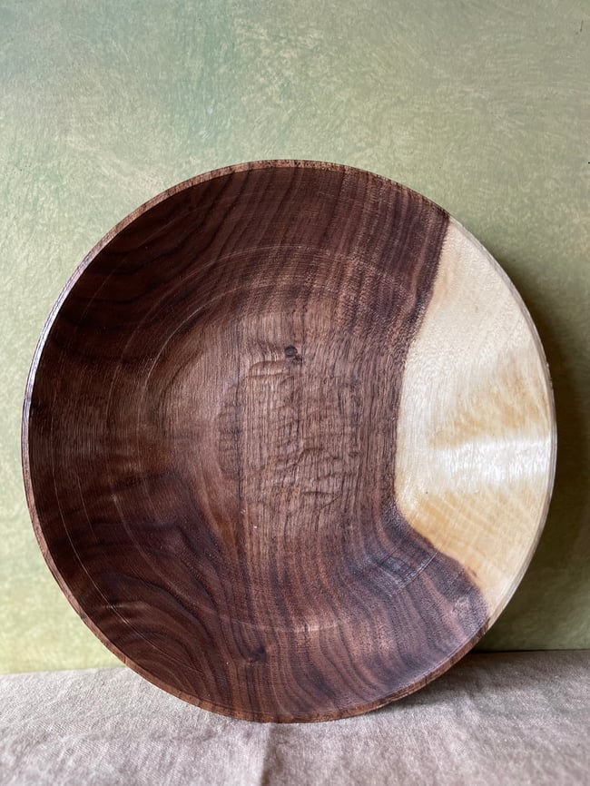 Pole Lathe Turned Black Walnut Shallow Dish