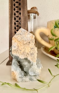 Image 2 of CELESTITE TOWER WITH DRUZY