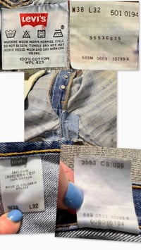 Image 6 of Men's Levis 501 Button Fly XX  Vintage 2003 Straight  leg Dark wash 100 % Cotton,  38/32