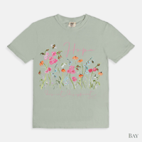 Image 2 of Hope Floral Tee -Romans 5:5