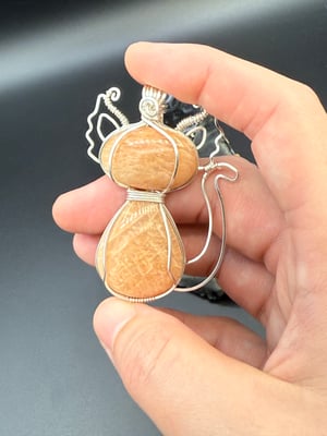 Peach Moonstone Kitty Pendant