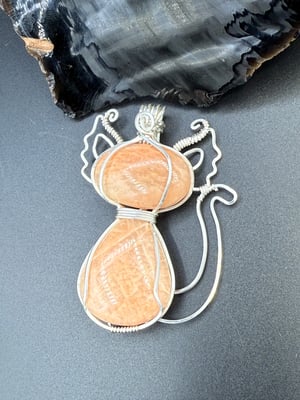 Peach Moonstone Kitty Pendant