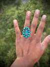 Sleeping Beauty turquoise cluster Ring