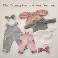 Image 1 of Doll's Overalls and Blouses PDF Sewing Pattern