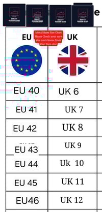 Mens Shoes Size Chart