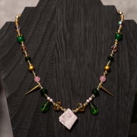 Image 2 of Pink Green and Gold spikey garden fae necklace