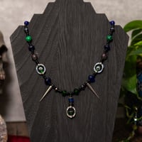 Image 2 of Jewel tone spikey eyes necklace