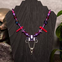 Image 1 of Pink and Purple Celestial Crow Necklace