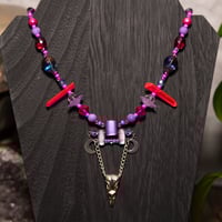 Image 2 of Pink and Purple Celestial Crow Necklace