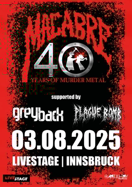 Image of MACABRE - 40 YEARS OF MURDER METAL // supported by: PLAGUE BOMB // GREYBACK - 03.08.2025
