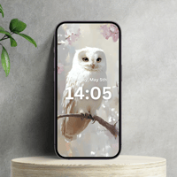 White Owl Floral Phone Screensaver
