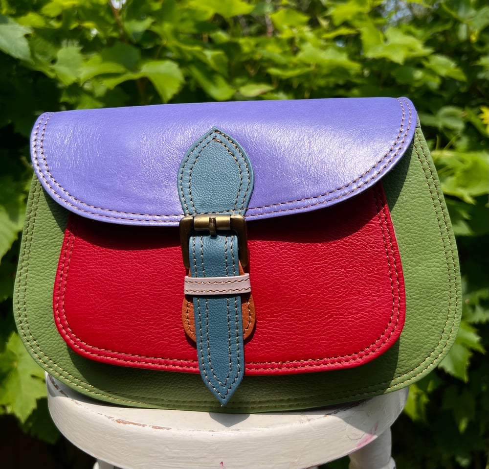 Image of Harlequin Collection - Medium Recycled Leather Saddle #48C