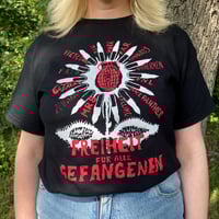 SS002 - Freedom for all Prisoners (Red/White on Black) T-Shirt