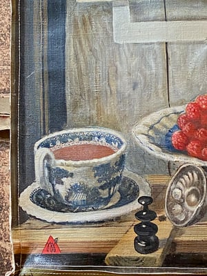Image of one of a kind painting bag - still life