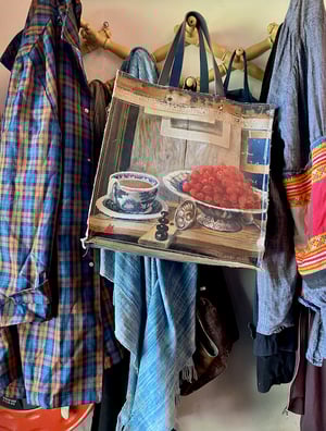 Image of one of a kind painting bag - still life