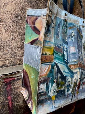 Image of one of a kind painting bag - paris and venice