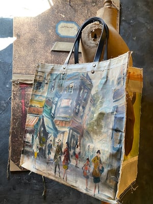 Image of one of a kind painting bag - paris and venice