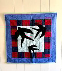 Image 1 of Swallows Wall Hanging- Cornflower blue and red