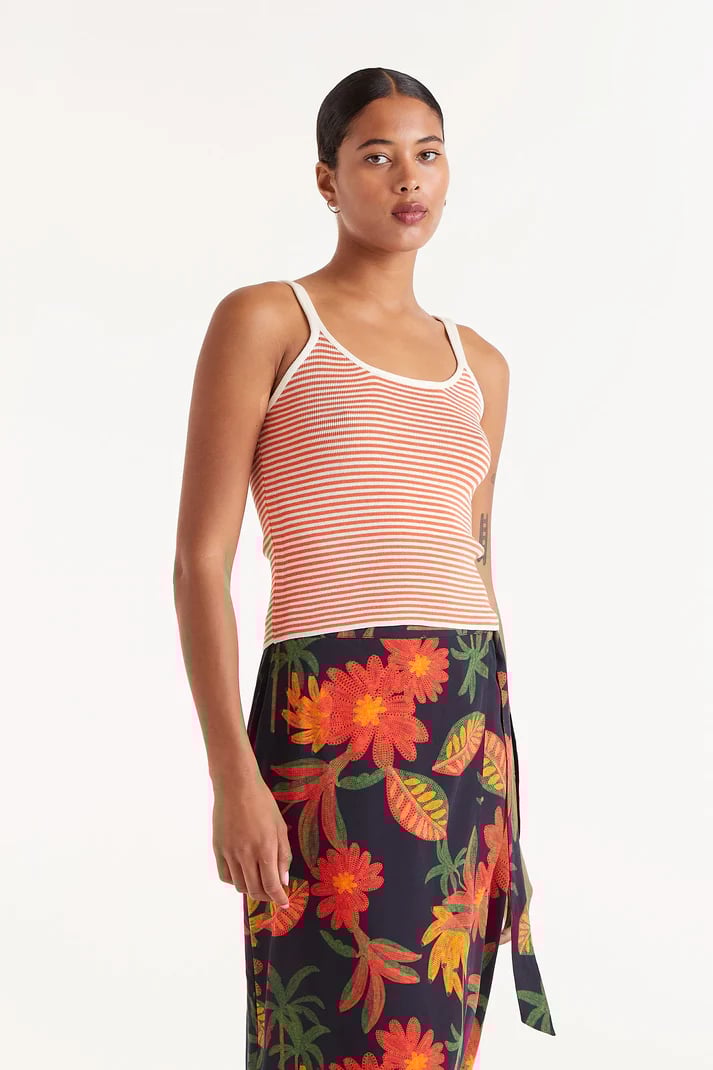 Image of 1-Camiseta tirantes rayas naranjas