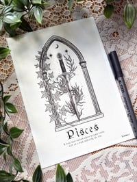 Image 2 of Pisces inspired zodiac sword giclee print 