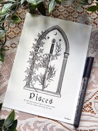 Image 1 of Pisces inspired zodiac sword giclee print 