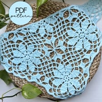 Image 1 of Crochet Pattern: Lacy Bandana with Flower Squares