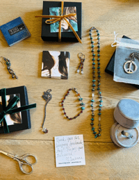 Image 14 of labradorite and campitos turquoise nugget charm bracelet